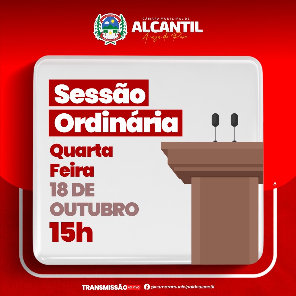 Imagem PAUTA DA SESSÃO ORDINÁRIA – 18 de outubro de 2023, às 15 horas.